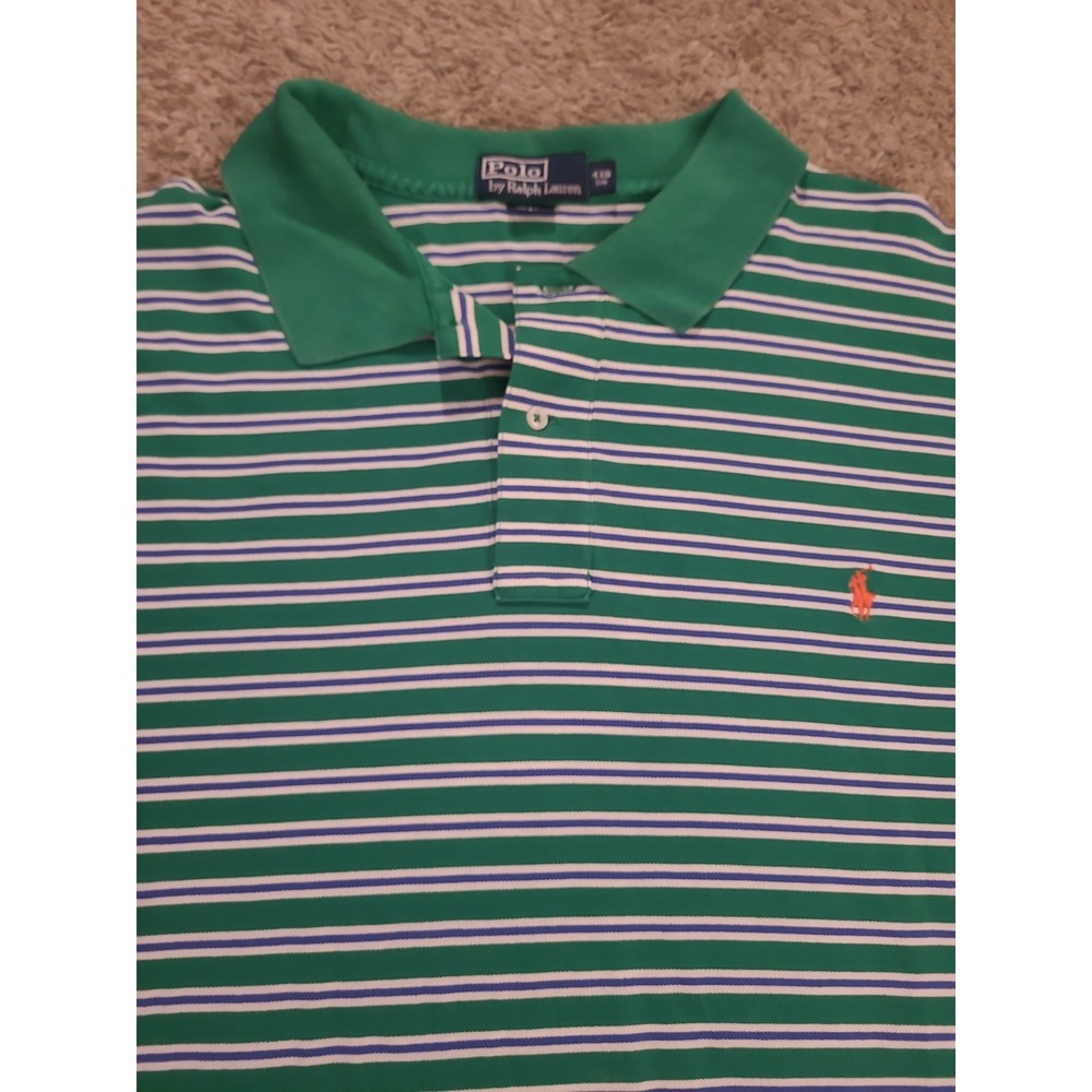 Polo Ralph Lauren Polo Men's 4XB Green Striped 100% Pima Cotton Preppy
